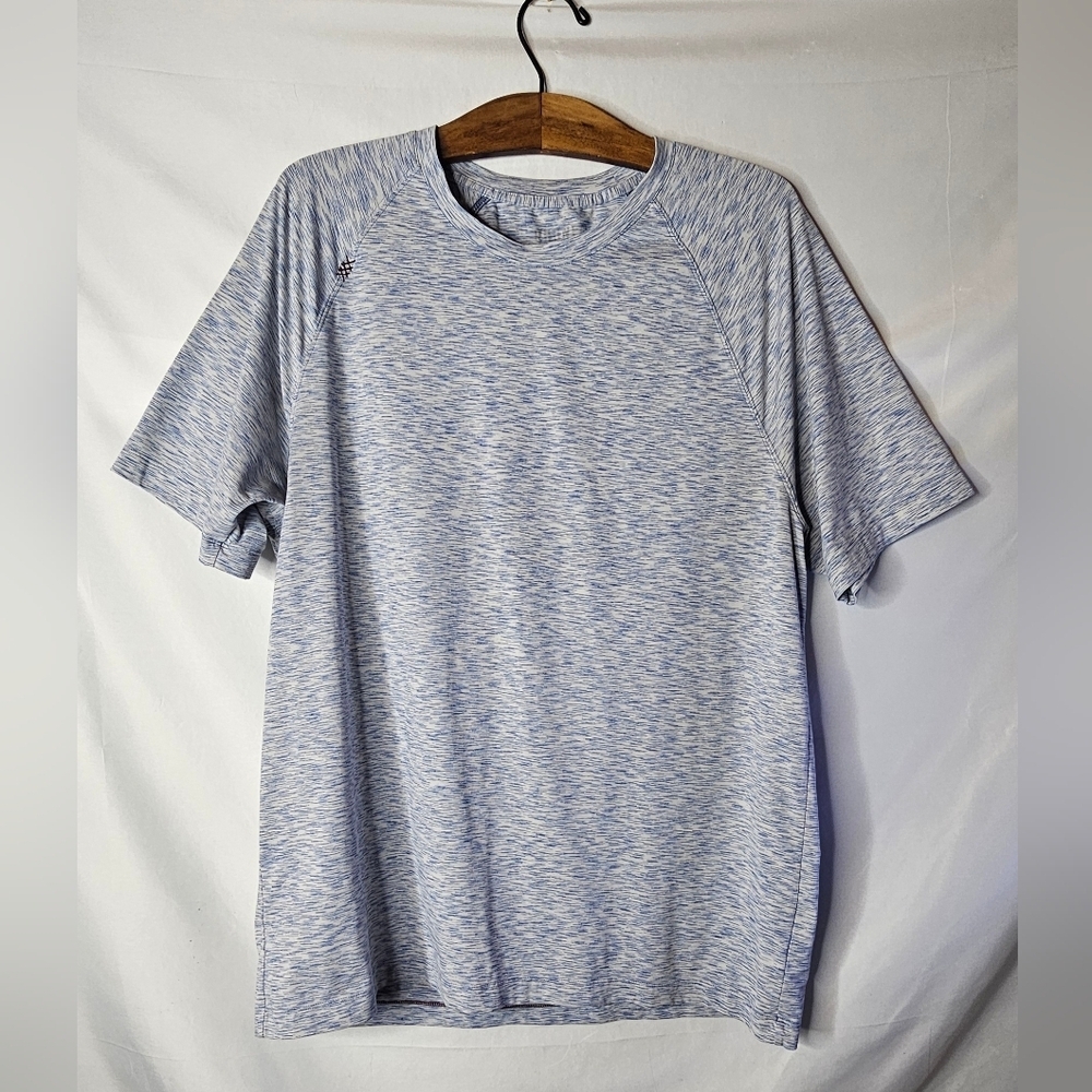 Rhone Reign Short Sleeve Blue Space Dye Heathered Shirt Men's  XL